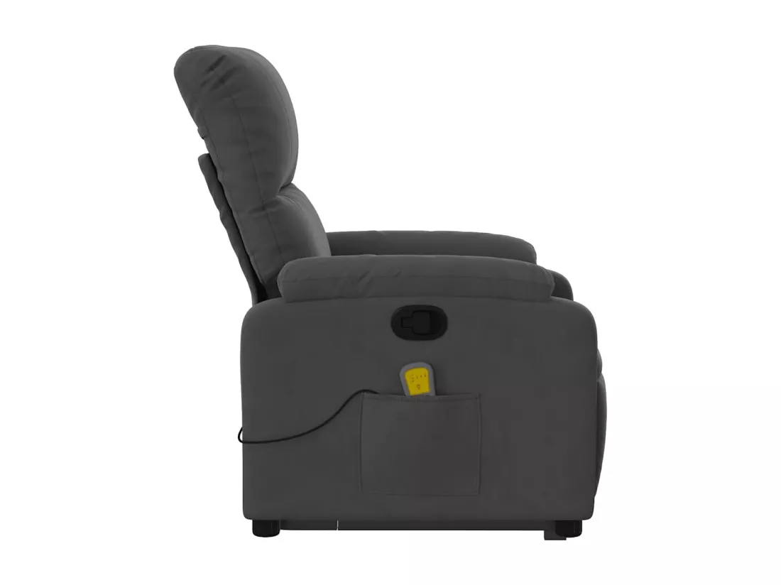 Fauteuil inclinable massant gris foncé tissu microfibre