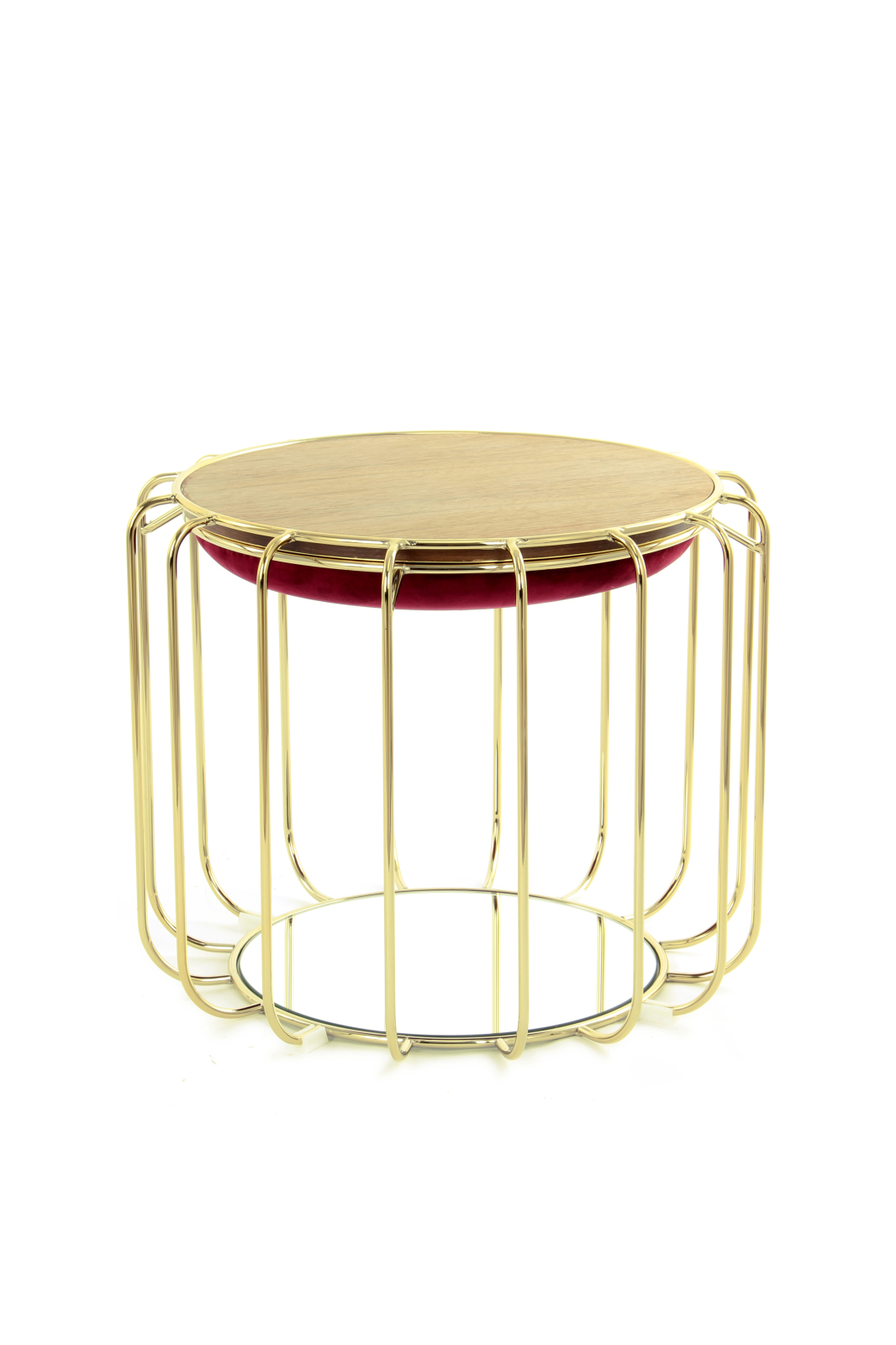 Tisch-Hocker COMFORTABLE - rot-gold - Metall