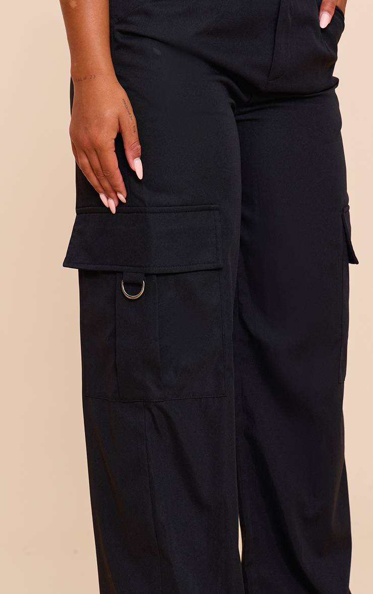Noir Pantalon Cargo Taille Haute Jambes Larges Avec Boucles Shape