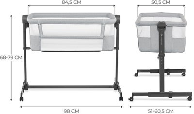 Kinderkraft Neste Up 2 Bedside Crib, Light Grey
