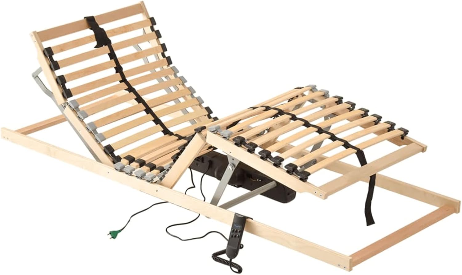 Gecheer Lattenrost Elektrisch, 28 Latten 7 Zonen verstellbar mit Fernbedienung, Buchenholz Rahmen Birkenholz Federlatten, für 90x200 cm Matratze geeignet, anthrazit-schwarz, für Innenraum Nutzung