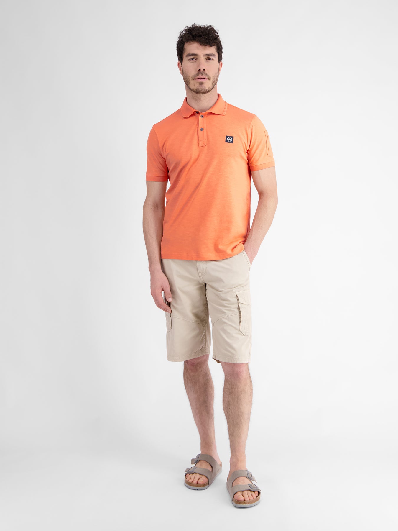 Unifarbenes gewaschenes Poloshirt mit Stretcheffekt