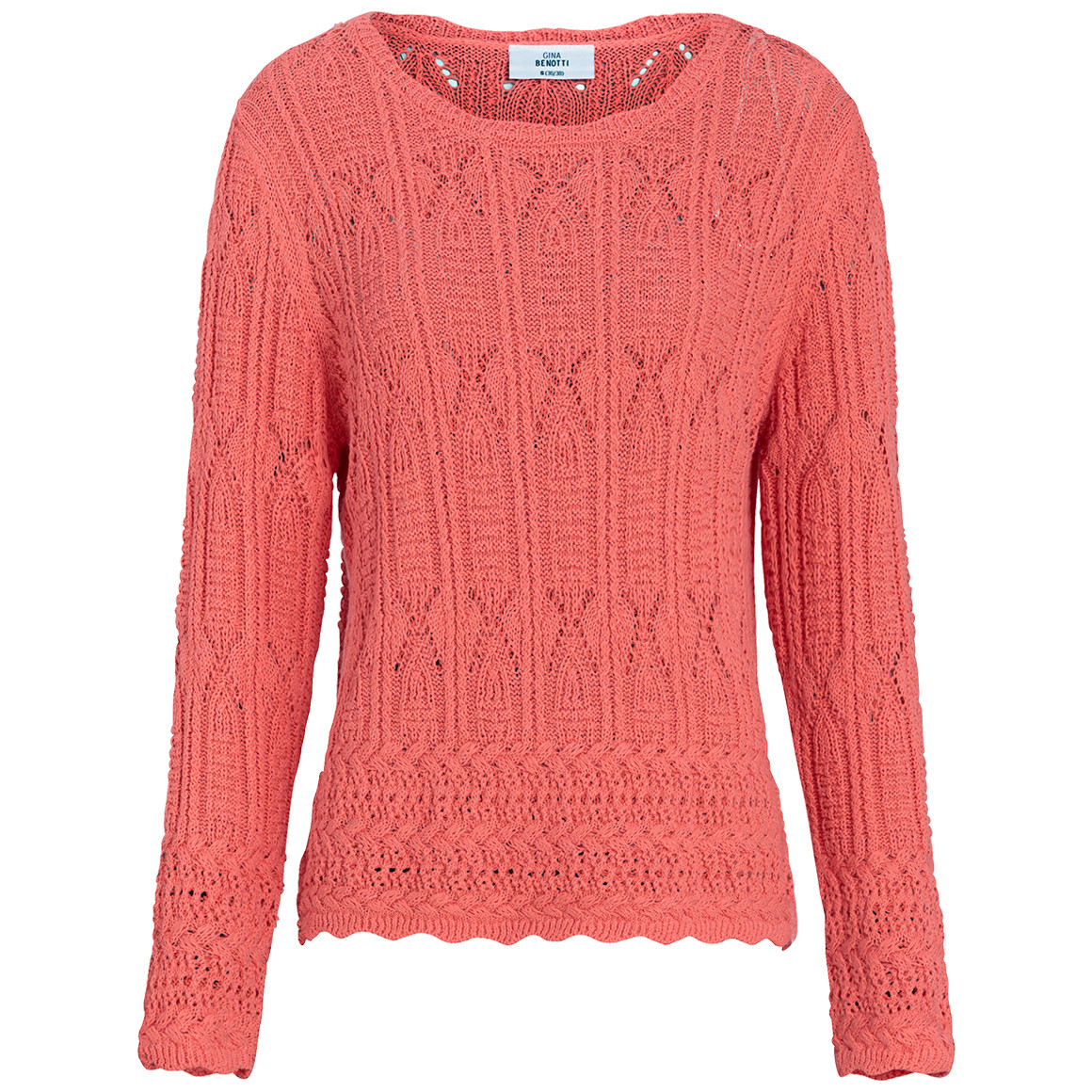 Gina Benotti Damen Strickpullover in Häkel-Optik pink