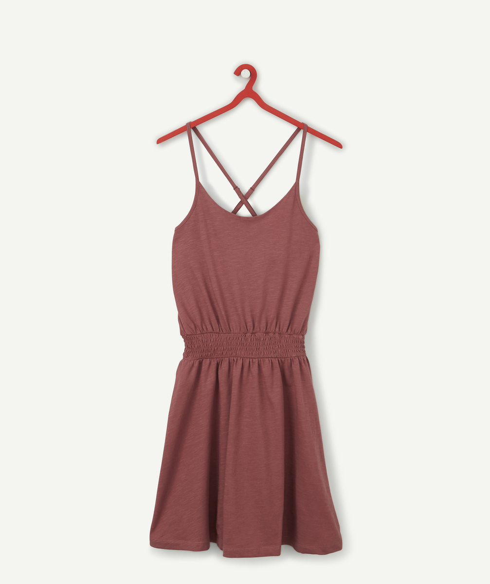 LA ROBE BORDEAUX EN COTON AVEC BRETELLES CROISÉES