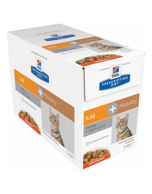Hill's Prescription Diet K\/D + Mobility - Kidney + Joint Care Maaltijdzakjes - Kattenvoer - Kip 12x85 g