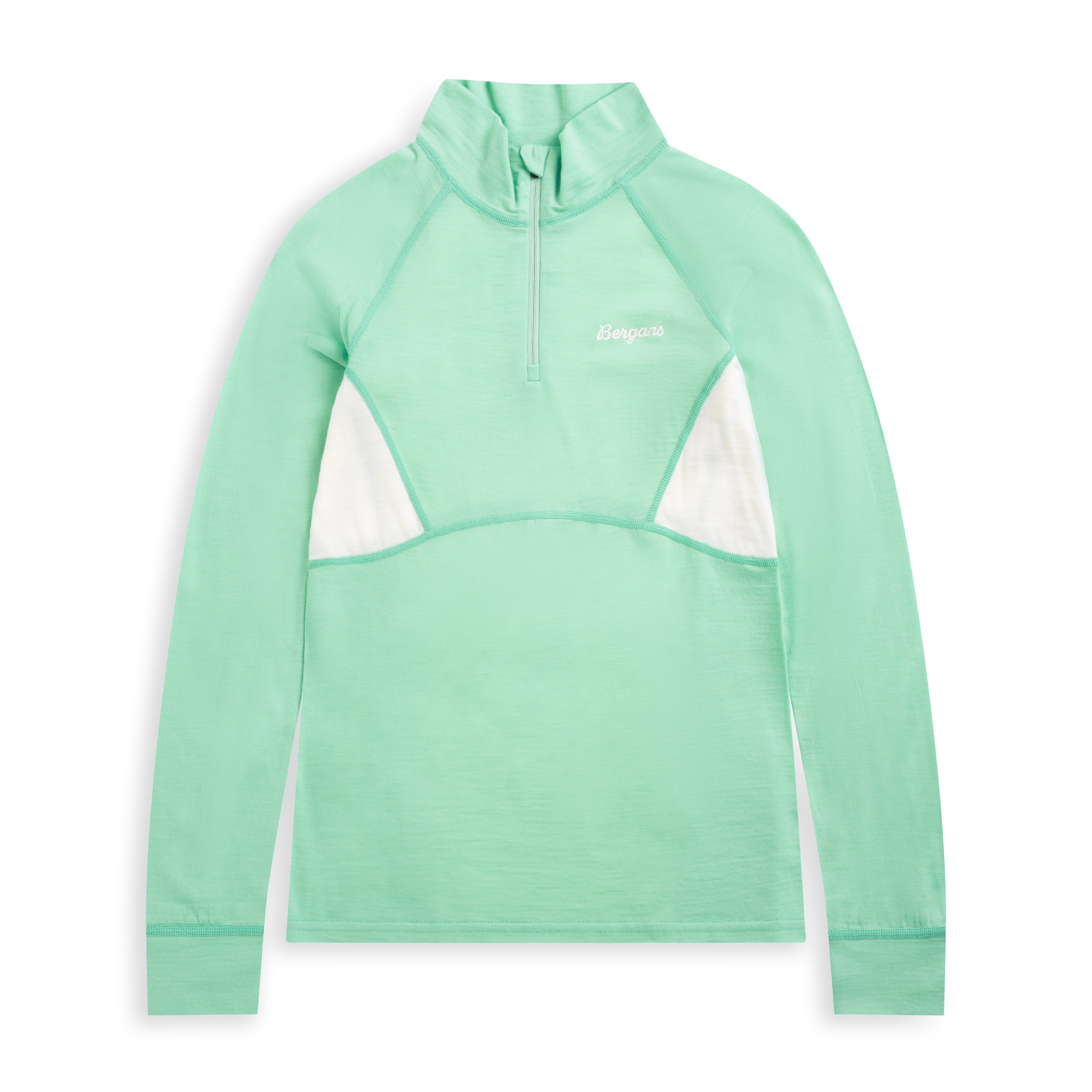 Inner:Pure Merino Youth Half Zip Mint Crush / Vanilla White