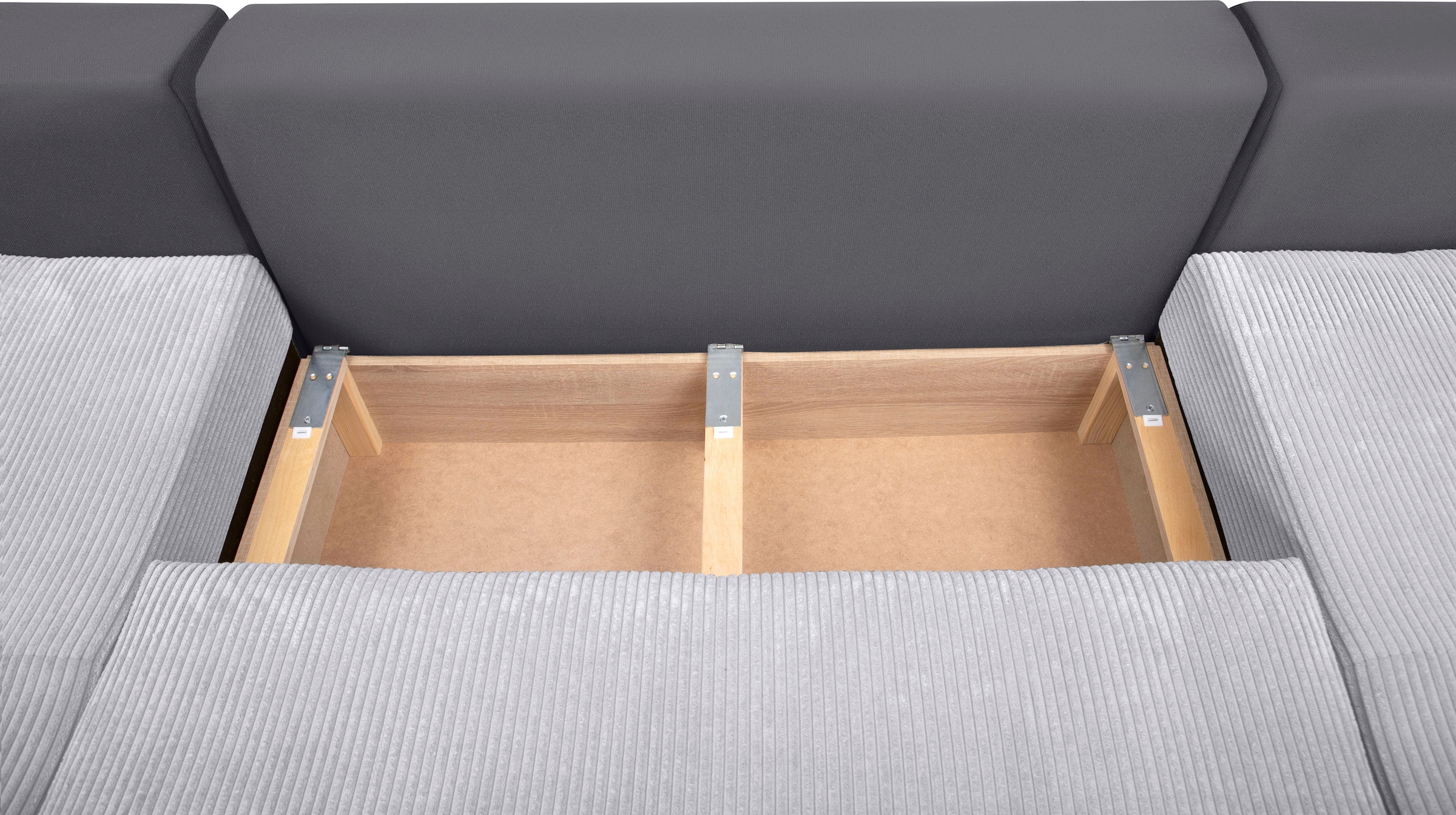 COLLECTION AB Wohnlandschaft »Josy XL U-Form, B: 313 cm in Cord, Cord-Mix« mit Bettfunktion, Bettkasten & 2 Zierkissen, Federkern