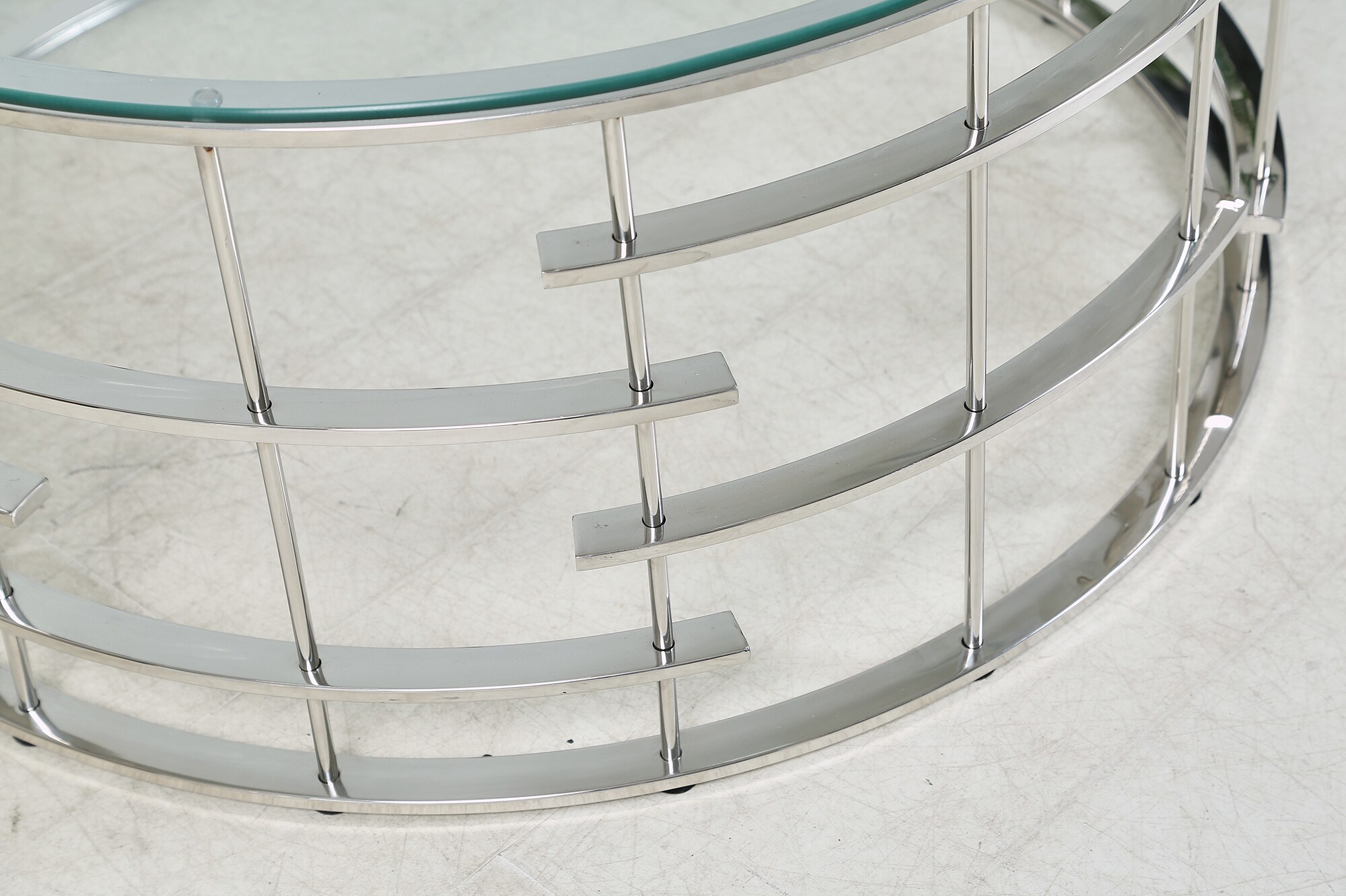 Couchtisch Ø 80 cm silber Glastisch Beistelltisch Sofatisch Wohnzimmertisch