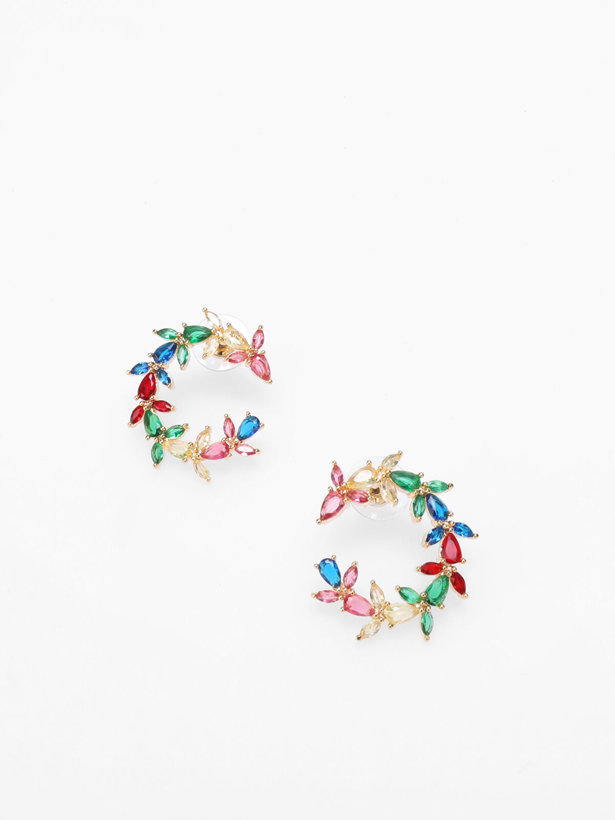 Boucles d'oreilles en cercle à strass- Multicolore