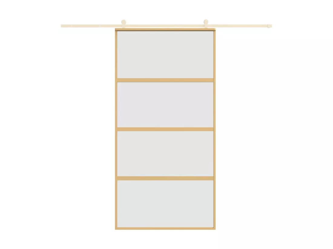 Porte coulissante doré 102,5x205 cm verre ESG dépoli aluminium