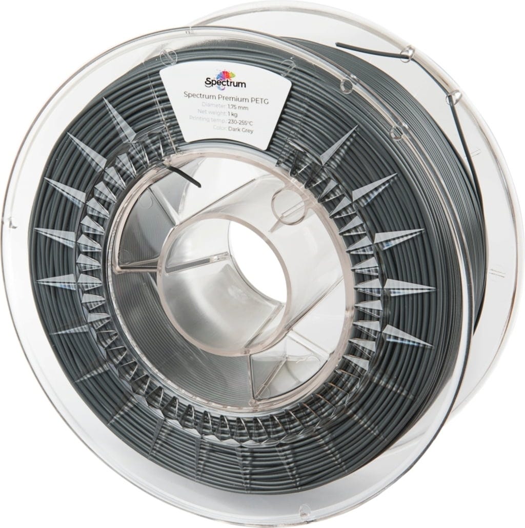 Spectrum  PETG Premium Dark Grey, 1,75 mm / 1000 g    Vielfältiges Filament mit hoher Transparenz & Temperaturbeständigkeit