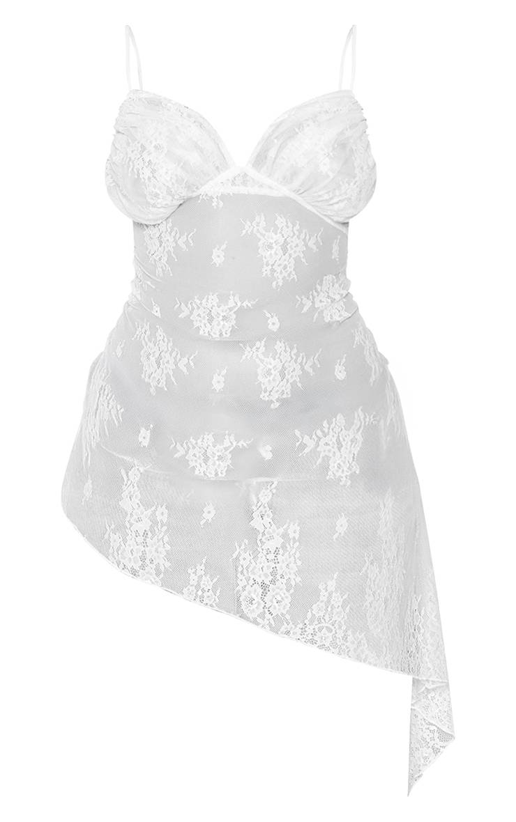Blanc Caraco Asymétrique En Dentelle Ajusté Shape