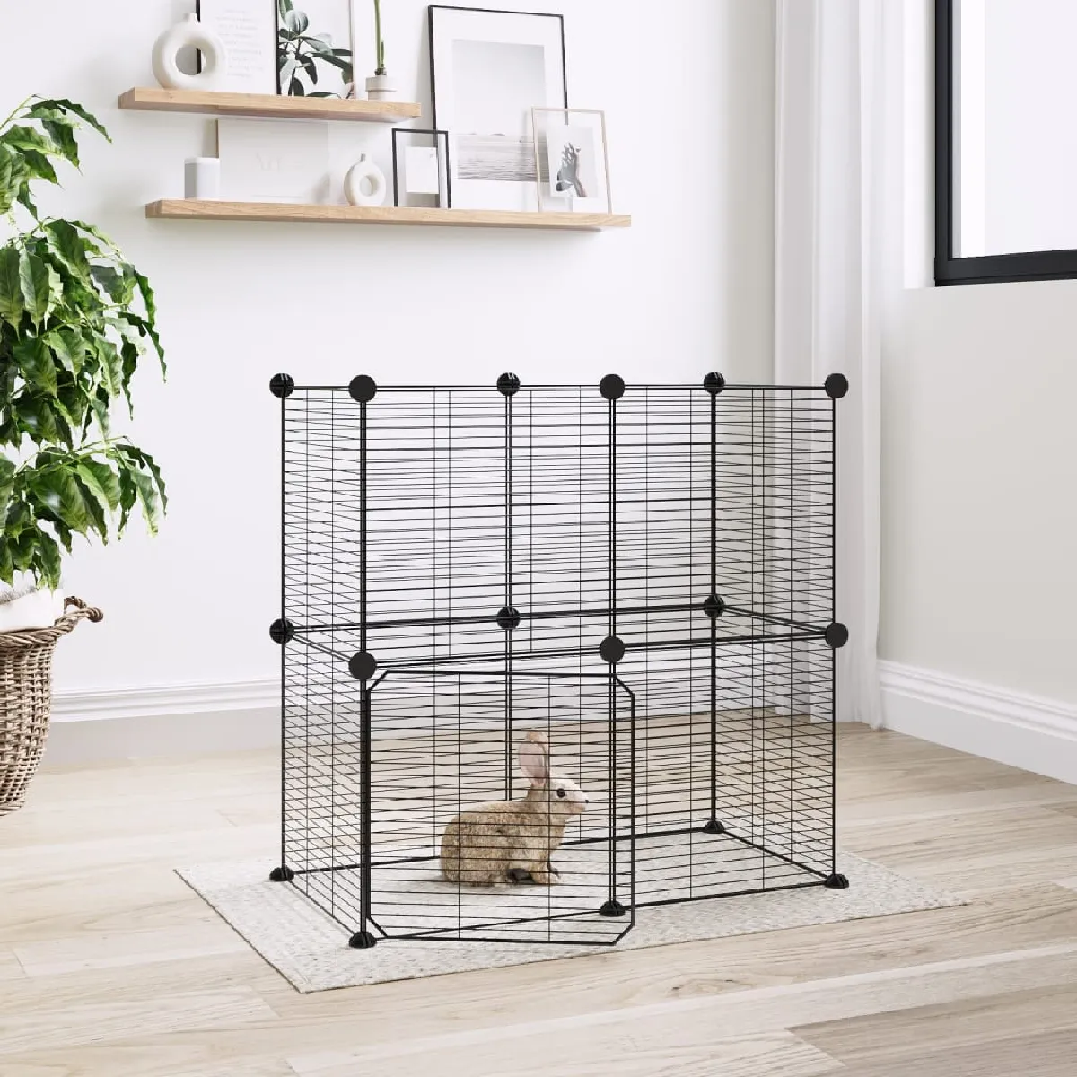 VidaXL Cage pour animaux - 12 panneaux - Noir
