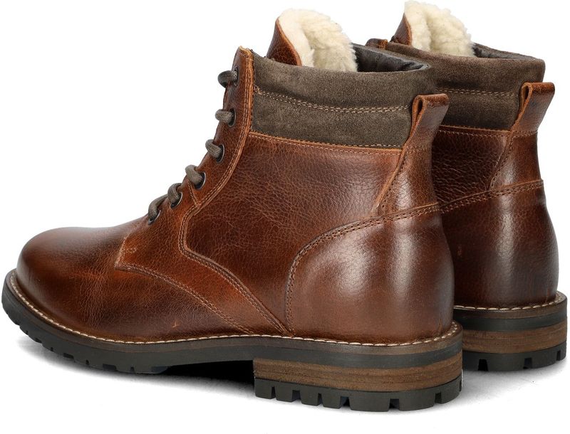 Nelson - Veterboots - Bruin - Gewaxt Leer - Fake-Fur Voering