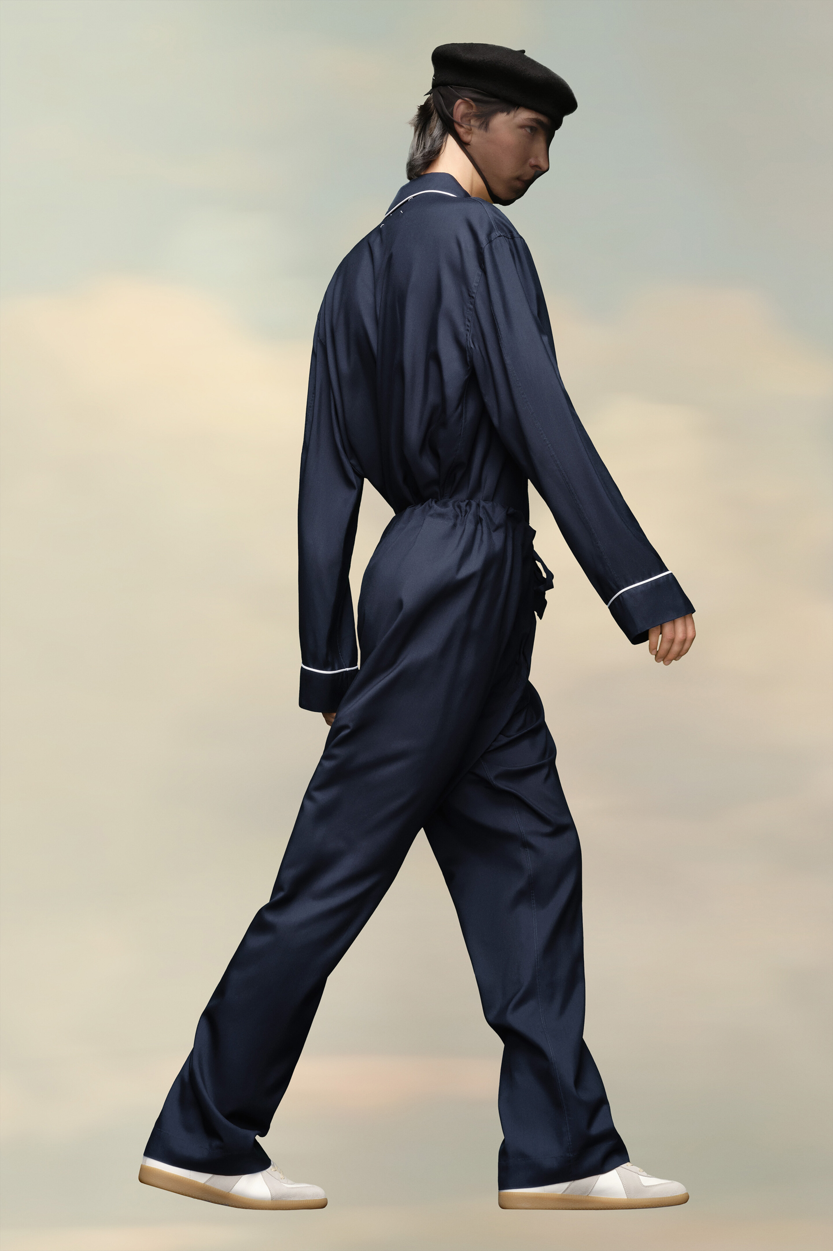 Pantalon drofr en soie Bleu Navy
