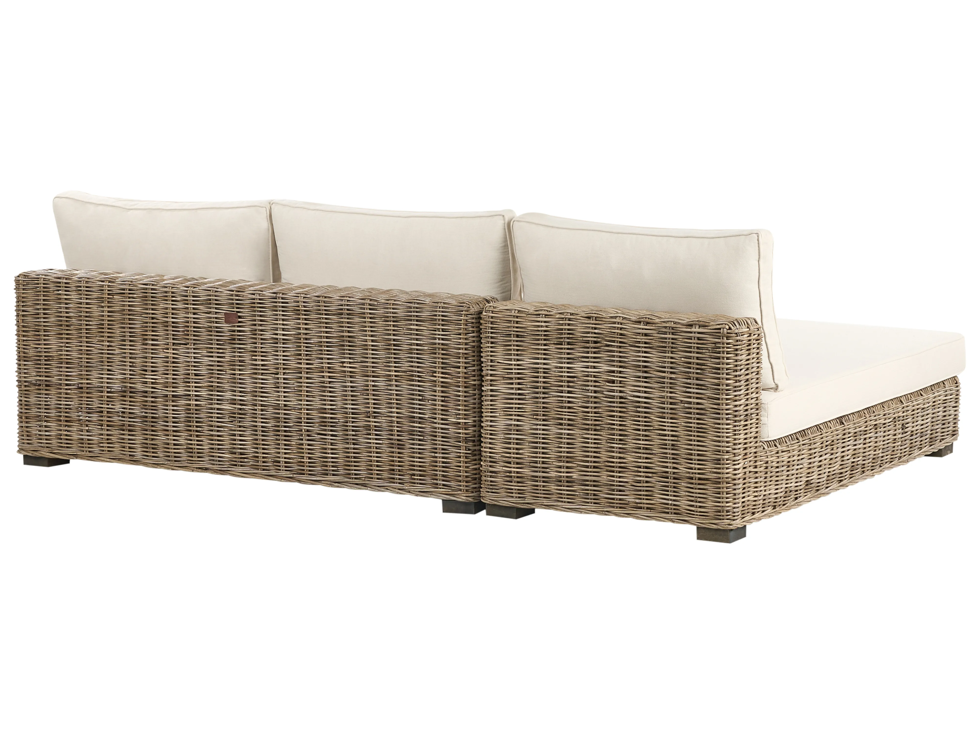 Loungeset met tafel 4-zits VARALLO rechtszijdig modulair Rotan Grijs