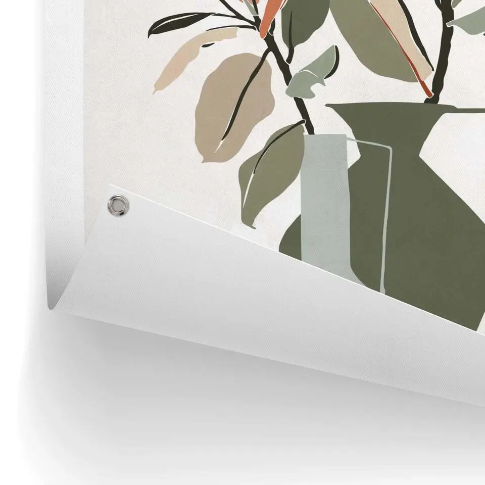 Tuinposter Vaas met bladertakken - 80x60cm - Groen