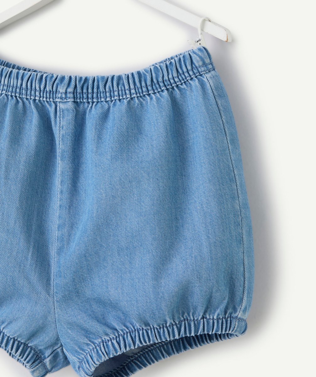 short bébé fille effet denim bleu low impact