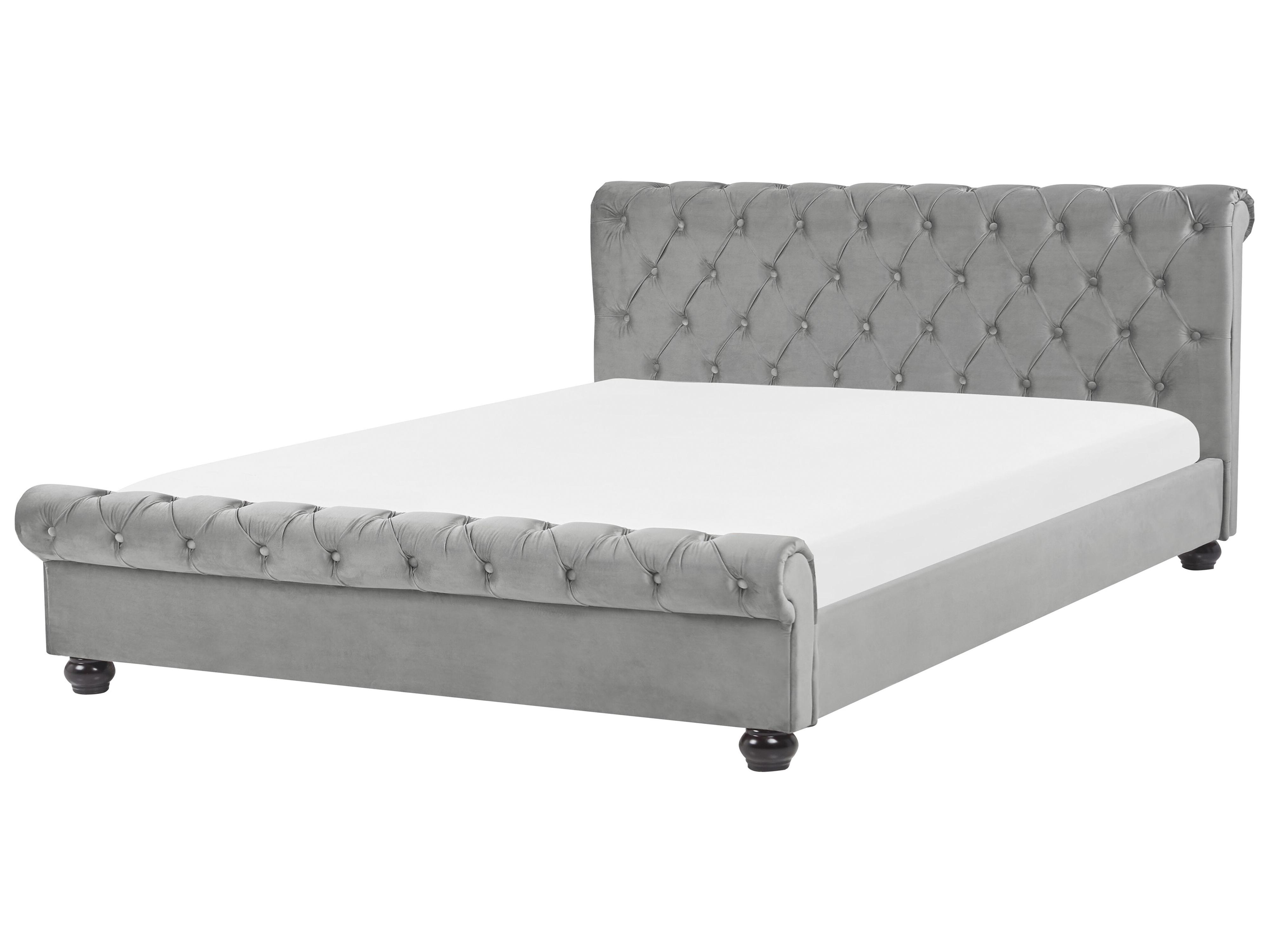 Bed Fluweel AVALLON 180 x 200 cm Grijs