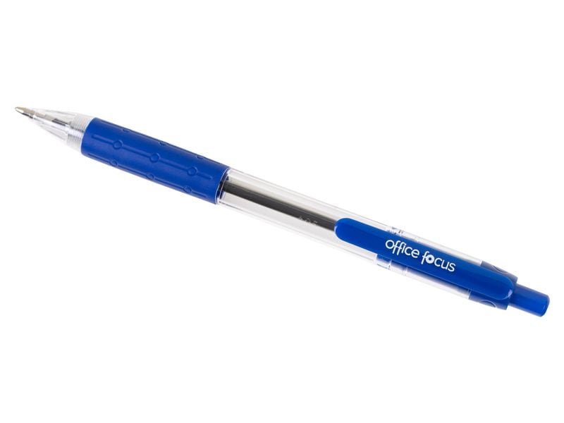 office focus Kugelschreiber Office Focus 1 mm Mine, Blau, 1 Druckkugelschreiber mit Clip und weichem Griff
