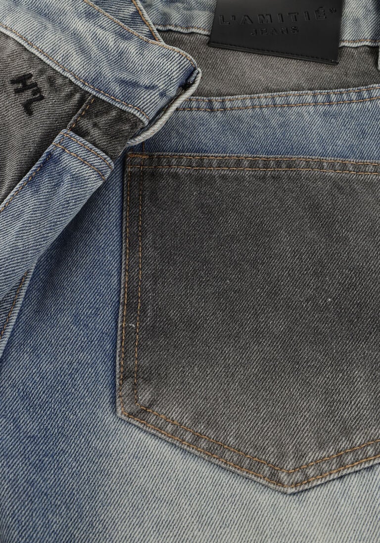 blauwe haute l'amitié wide jeans two-tone patch tall jeans