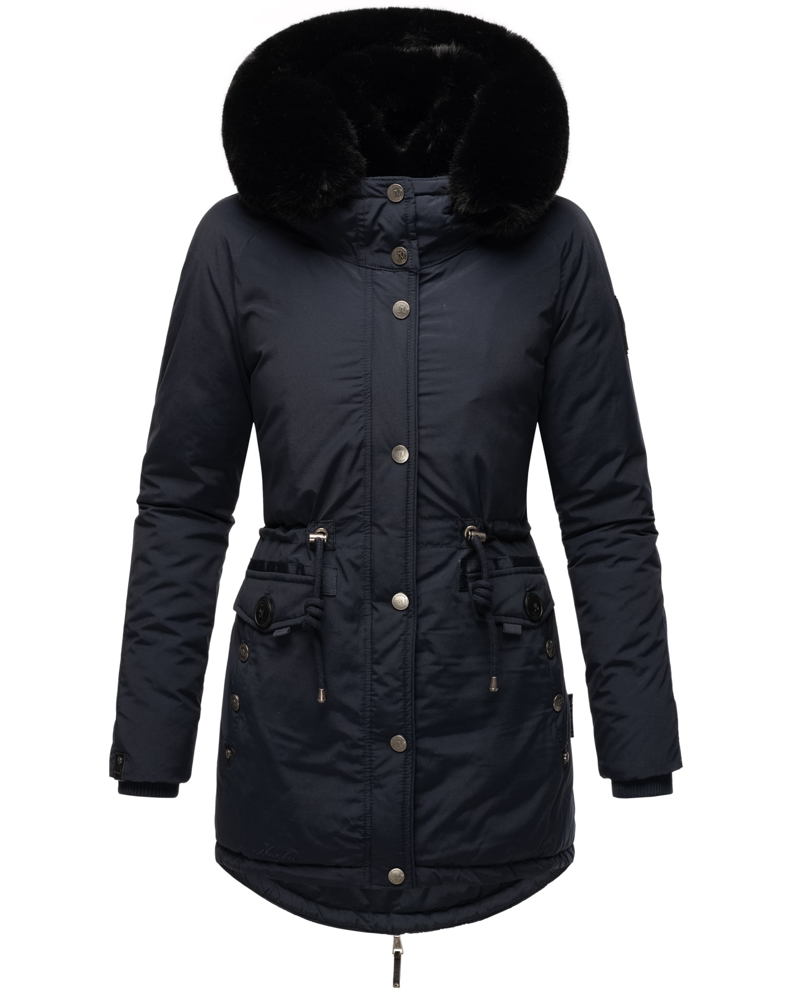 NAVAHOO Damen Wintermantel Winterparka Gefüttert mit 2 Kunstpelz-Kapuzen Sweety Deluxe