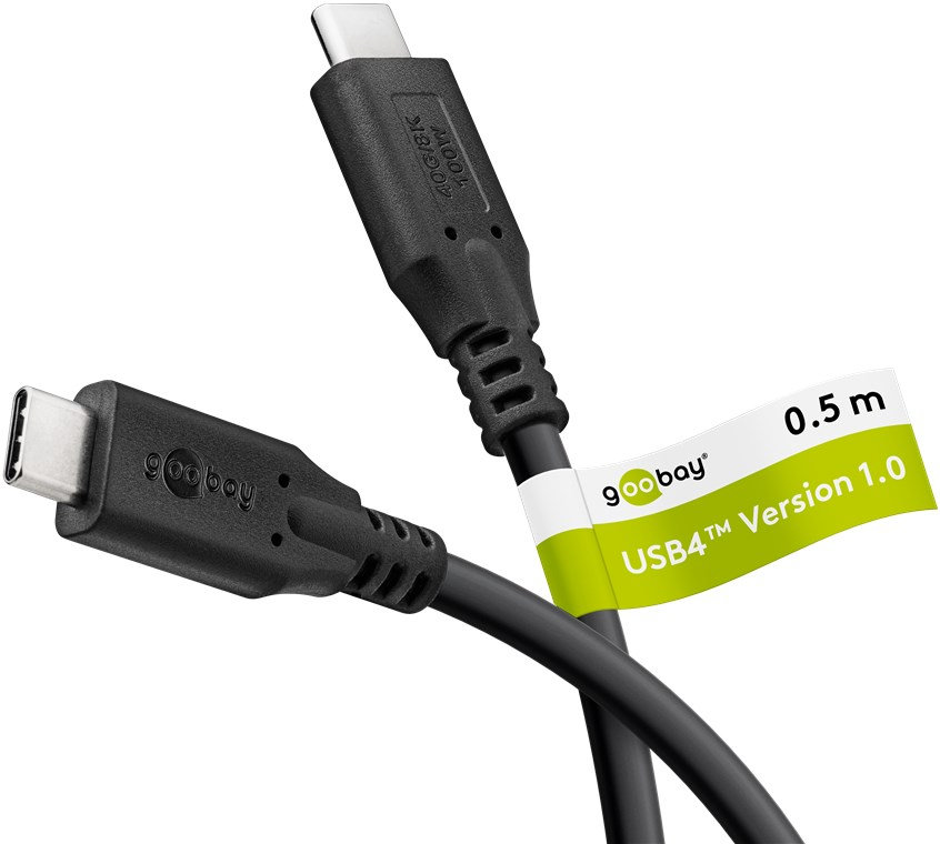 (50cm) 100W USB C auf USB C Ladekabel Thunderbolt 4/3 Datenkabel 8K Monitor-Verbindungskabel 40 Gbit/s Power Delivery (74190) - Schwarz