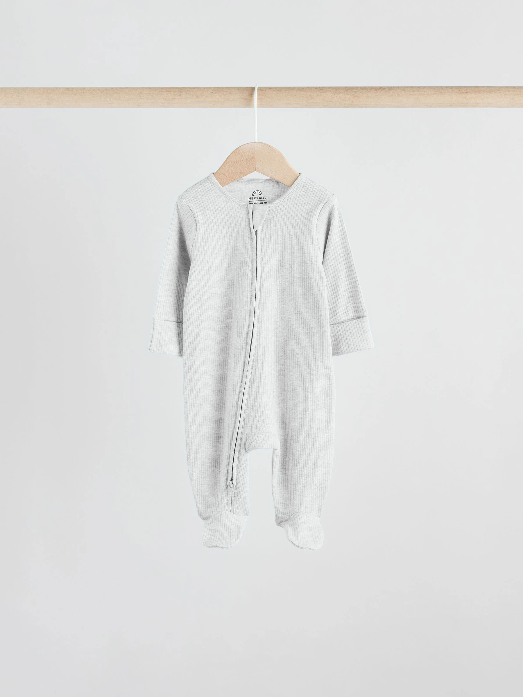 Neutraal - 5 Verpakking van babypyjama\'s met tweewegrits en voetjes (0-2jr)