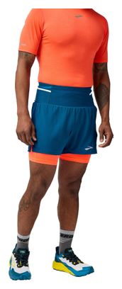 Short 2-en-1 Brooks High Point 2.0 5inch Bleu/Rouge Homme
