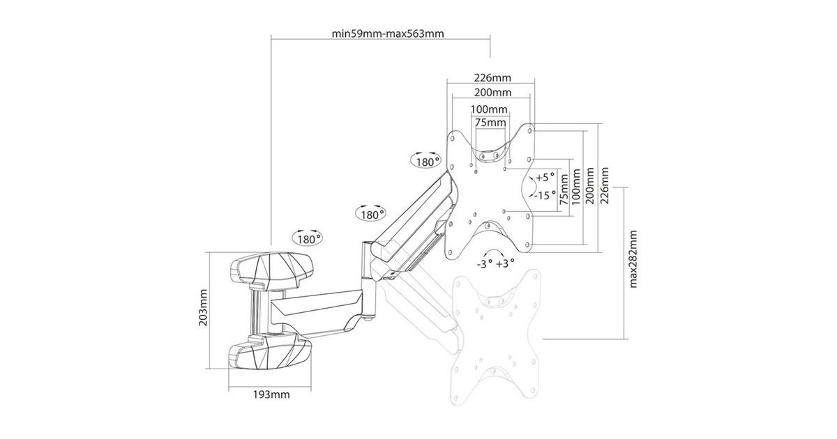 NeomountsWL70-550BL12 tv wandsteun wandmontage   (Zwart)