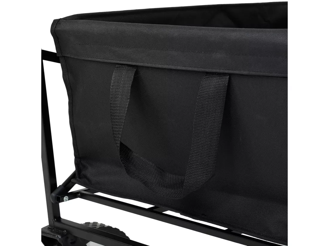 Chariot pliable pour plage avec roues en plastique et capacité de charge maximale de 120 kg en noir