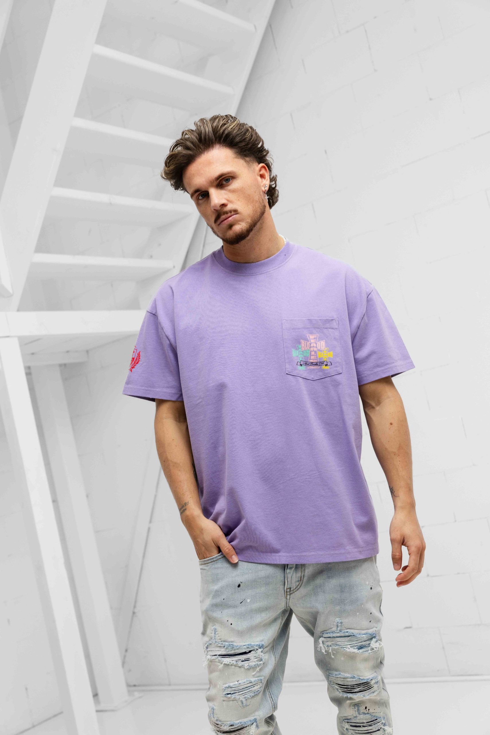 Fearless Blood Cross T-Shirt Heren Paars