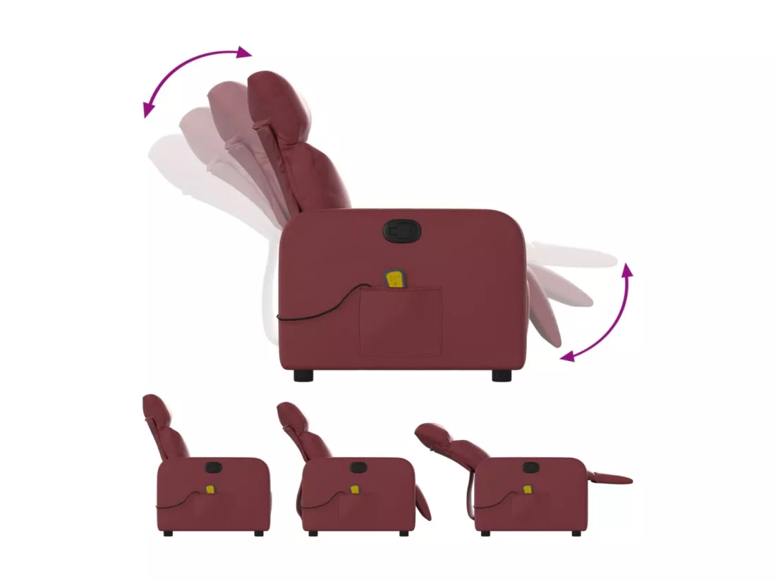 Fauteuil massant inclinable Rouge bordeaux Similicuir