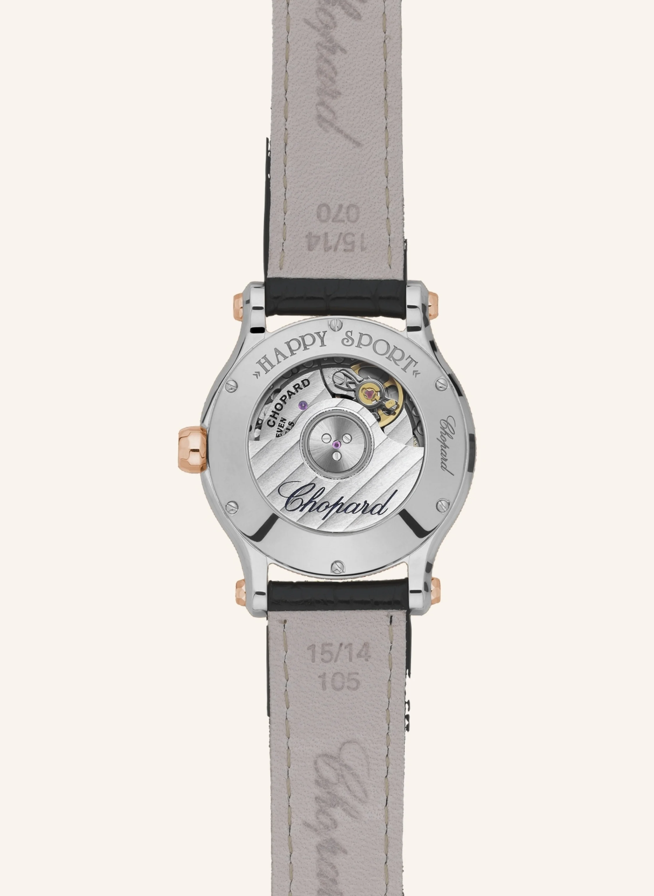 Chopard Uhr HAPPY SPORT Uhr mit 30 mm Gehäuse, Automatik, 18 Karat Roségold, Edelstahl und Diamanten