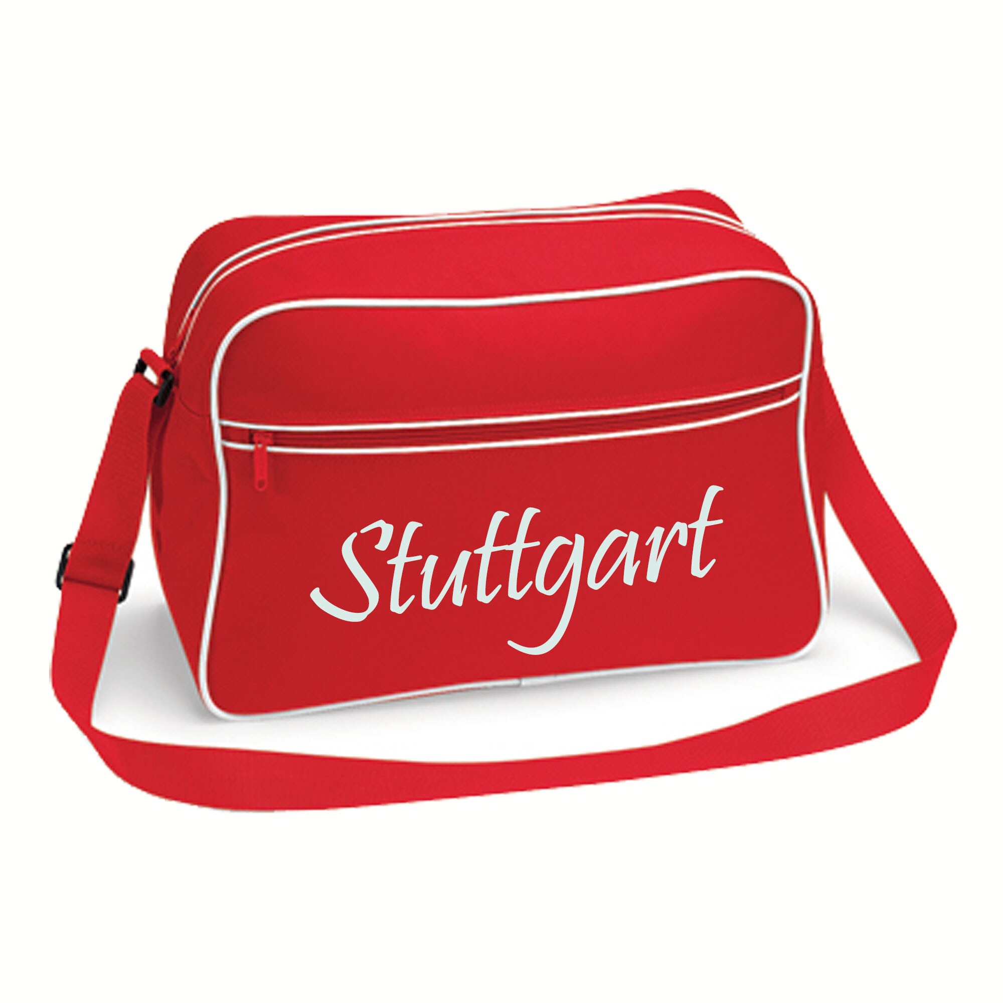 multifanshop® Retrotasche - Stuttgart - Schriftzug - Druck weiß