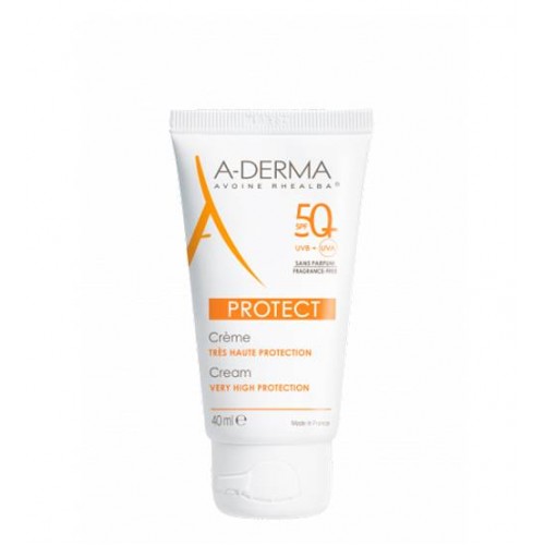 A-Derma Protect Creme solar rosto sem perfume SPF50  pele frágil ao sol 40ml
