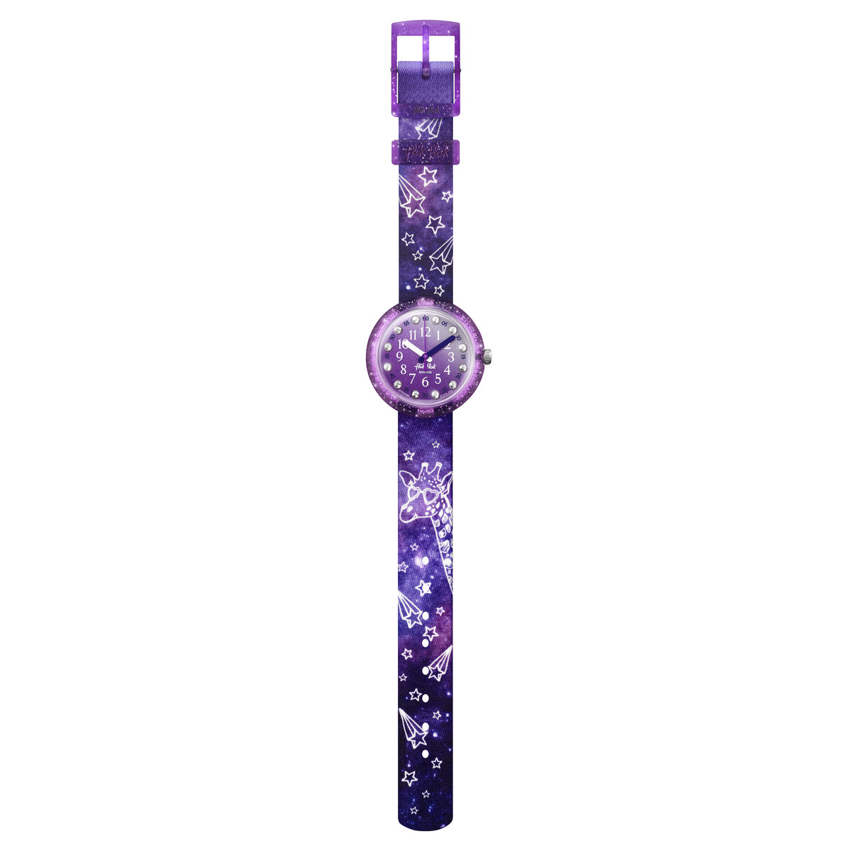 Montre FLIK FLAK  goes wild enfant plastique biosourcé bracelet PET recyclé violet