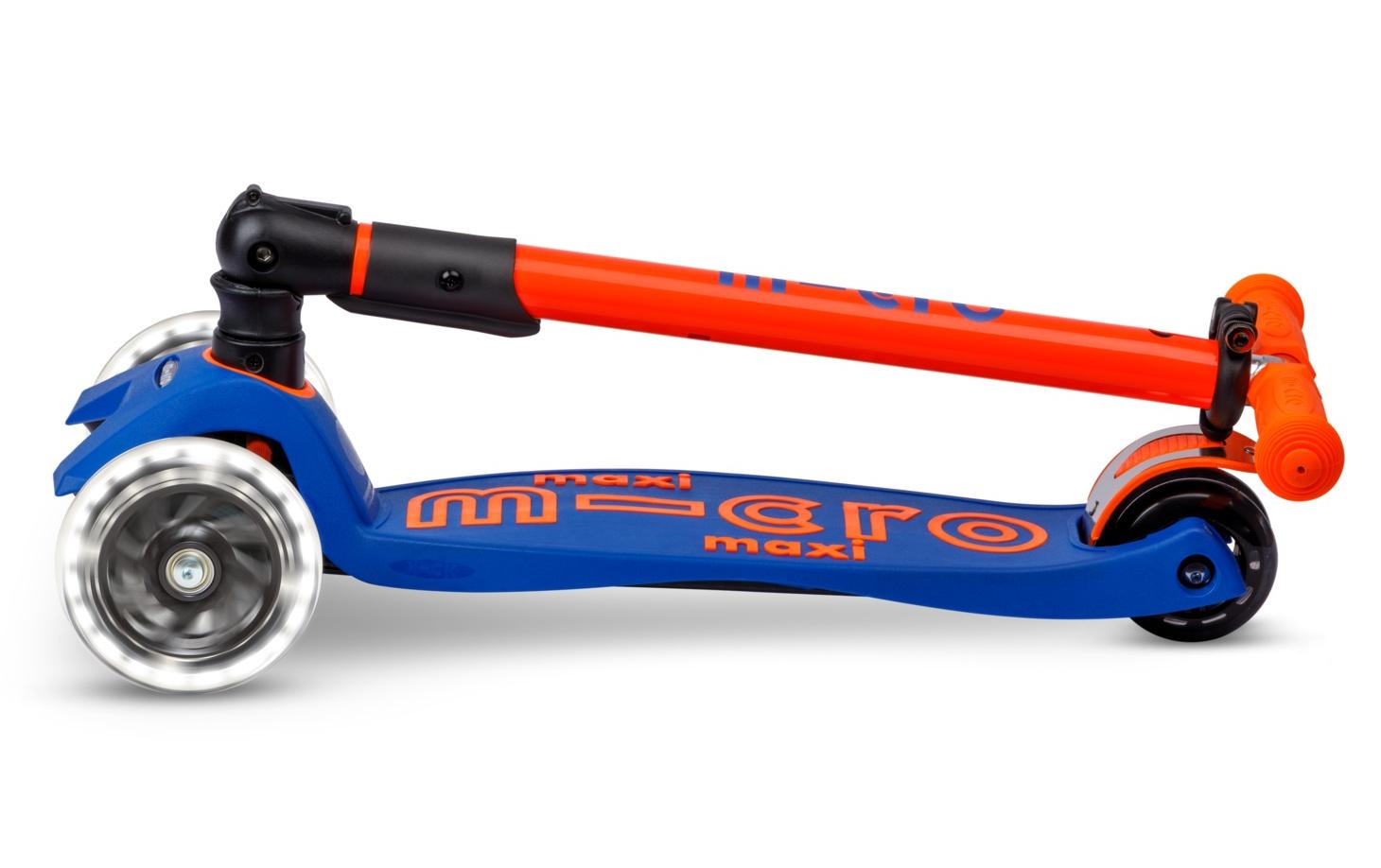 Scooter Maxi Micro Deluxe Foldable Neon LED Blaze Orange<br>Klappbarer Scooter
