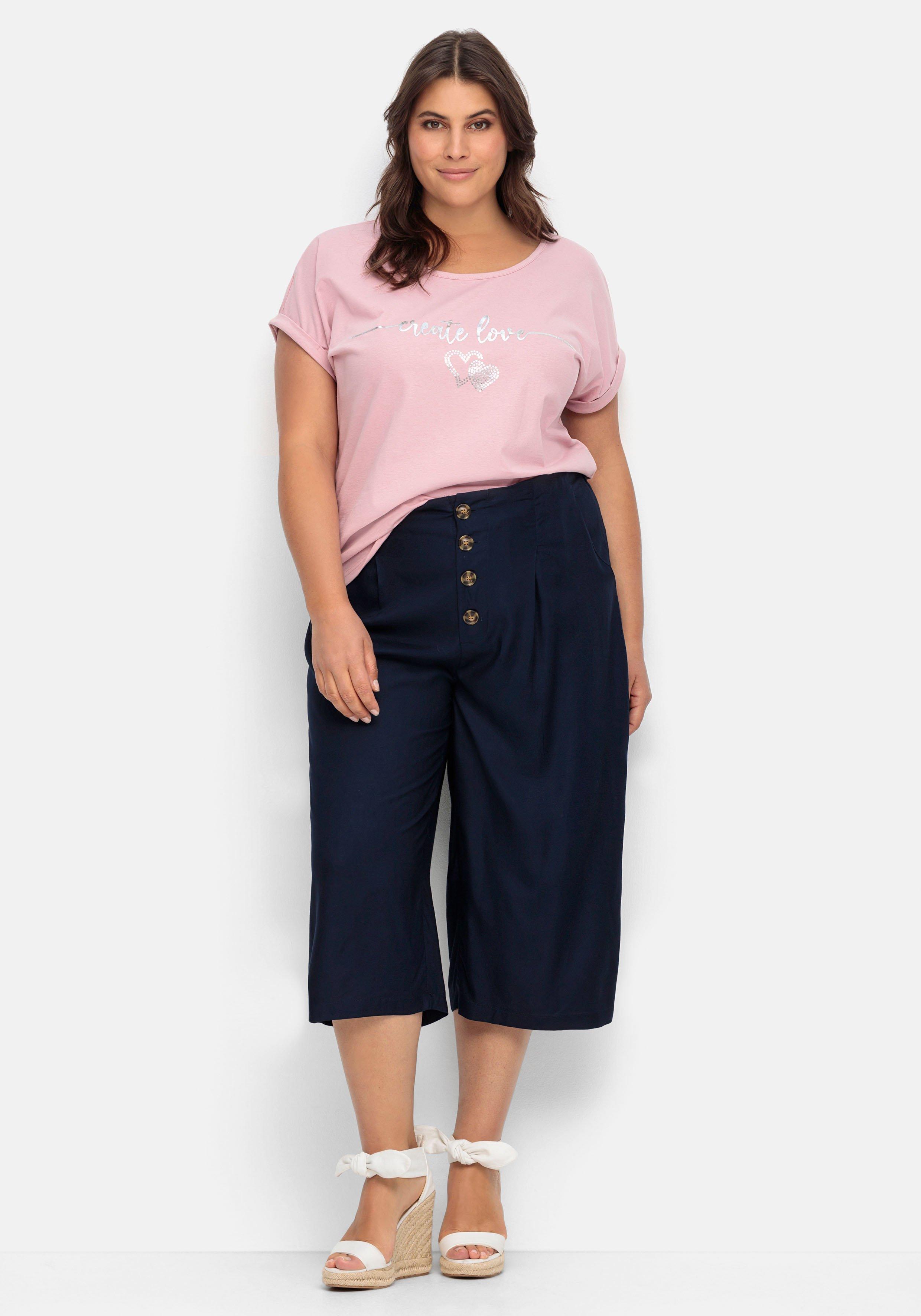 Culotte in 7/8-Länge mit Deko-Knöpfen