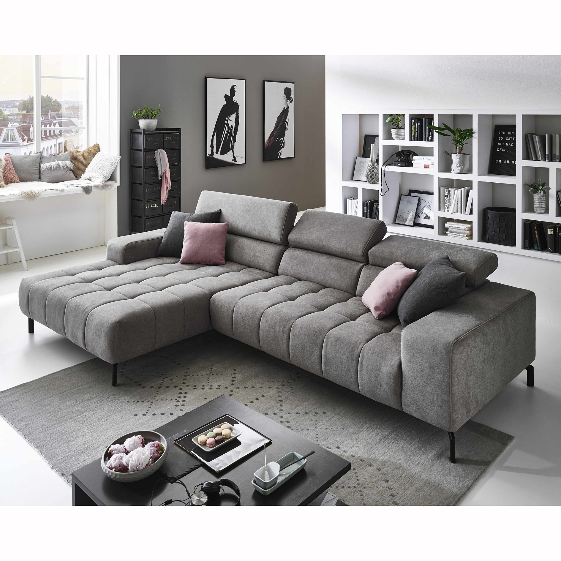 polsterpower Ecksofa - granit - Basismodell - Canape links