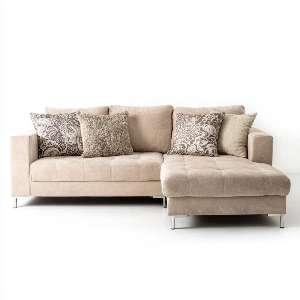 Ecksofa Mikrofaser 250x150x85 cm – Beige – Moderner Komfort