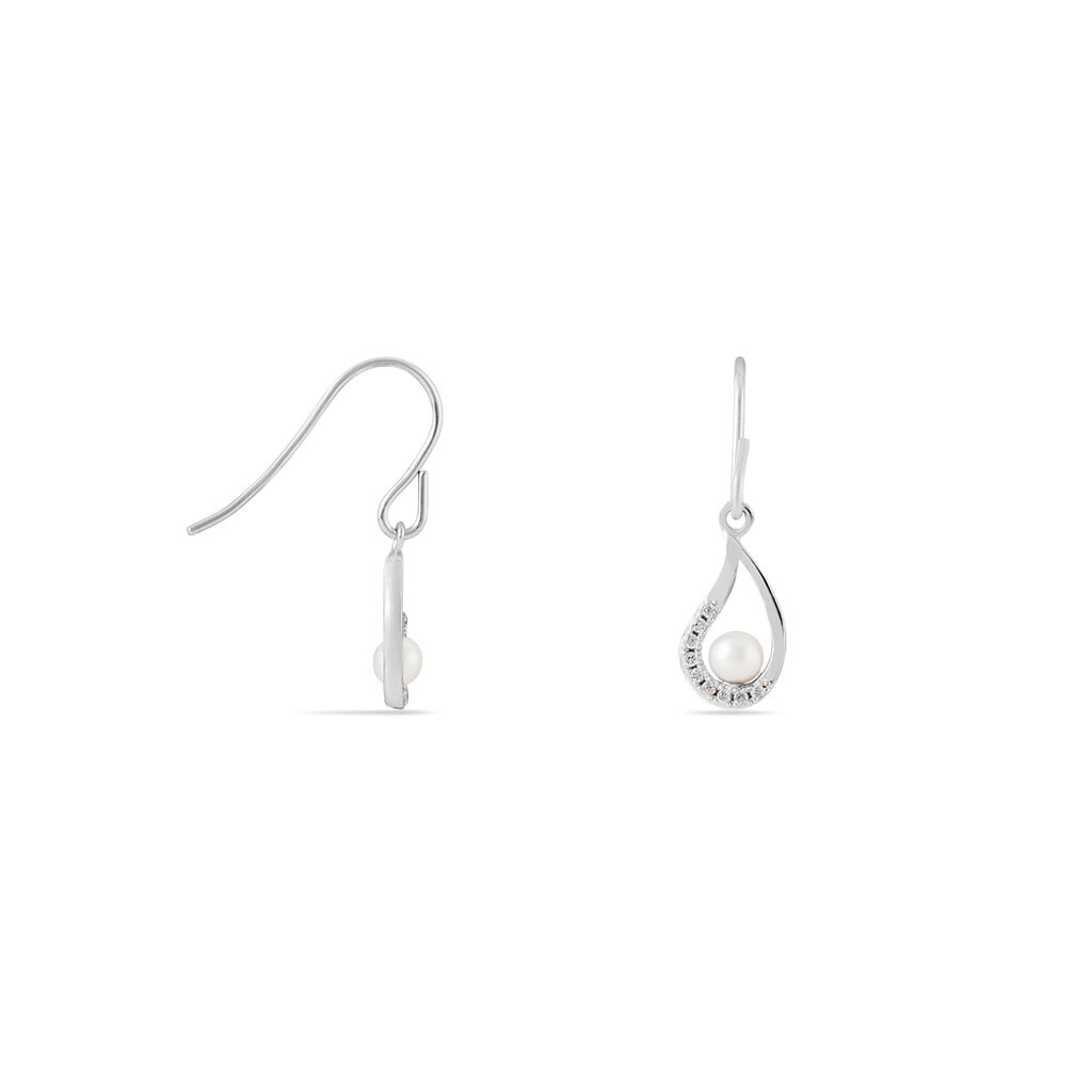 Boucles D'oreilles Pendantes Akiko Argent  Perle De Culture Et Oxyde
