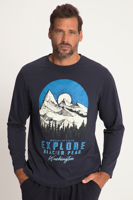 Langarmshirt, Explore Mountain Print