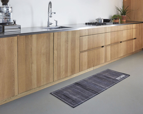 Deurmat, vuilvangmat, Cook&Wash keuken, hout antraciet, 50x150 cm