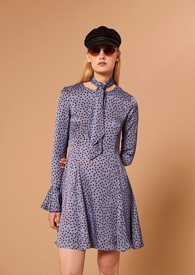 Robe Raelbleue imprimée à pois