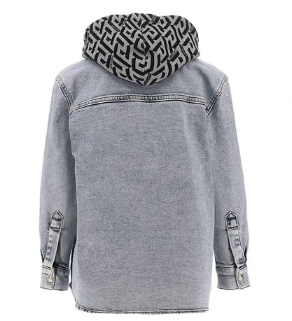 Versace Denimjakke m. H?tte - Blåe Medium m. Gråmeleret/Sort