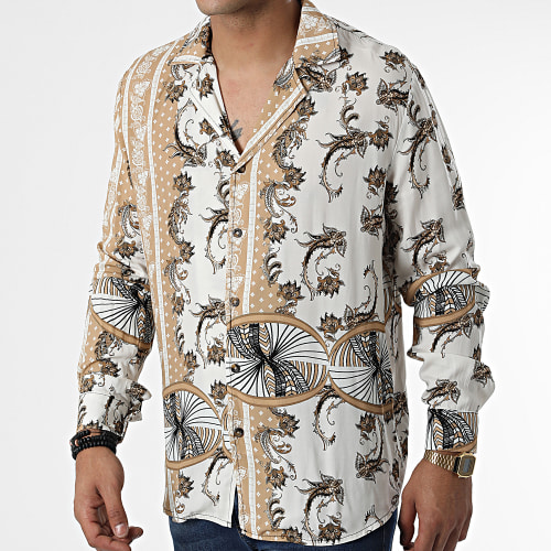Chemise Manches Longues Floral Beige