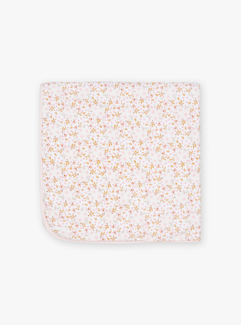 Couverture de naissance rose clair à fleurs