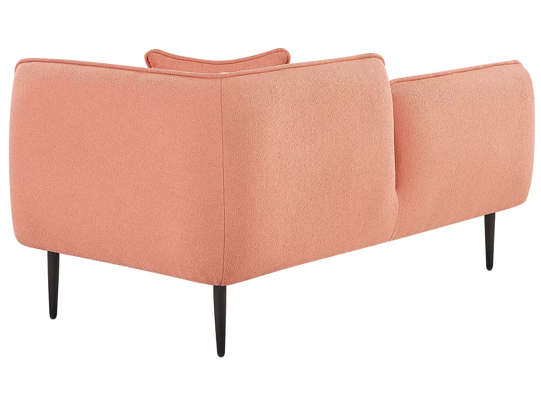 Méridienne angle droit tissu bouclé rose pêche CHEVANNES
