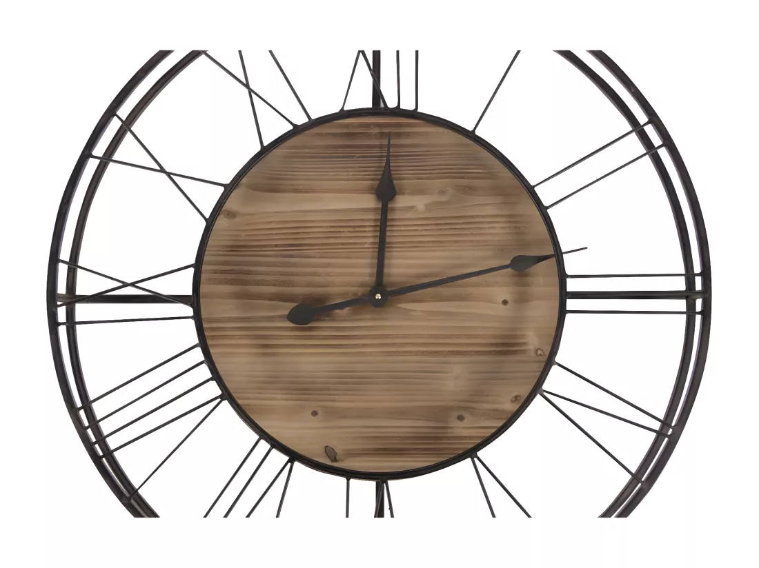Grande horloge ancienne Bois-Métal Marron - Décoration d'Autrefois